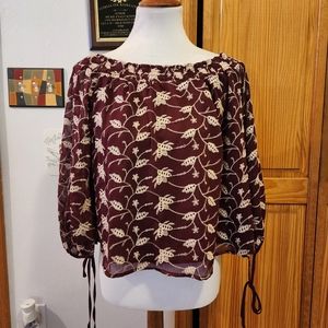 NWT ASTR The Label Red Off Shoulder Crop Blouse Size Small